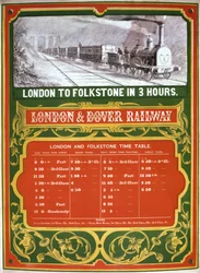 Primer horario del ferrocarril de Londres a Dover